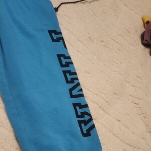 Blue Sweatpants with Black Lettering